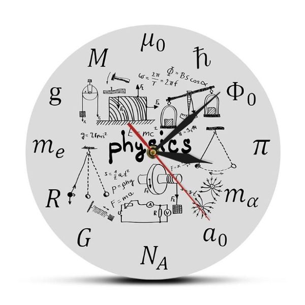 Science Art physique éléments et symboles horloge murale équations mathématiques décoration murale horloge silencieuse signe de laboratoire physicien cadeau 288e
