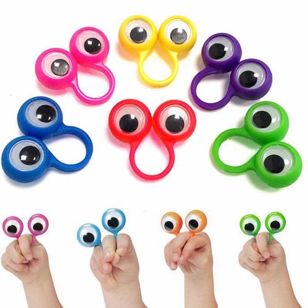 Descubrimiento de la ciencia 5 unids Atractivo Interactivo Wiggle Eye Finger Marionetas Anillos de plástico Diversión Divertido Interesante Juguetes para niños Kid Regalo de cumpleaños Y2303