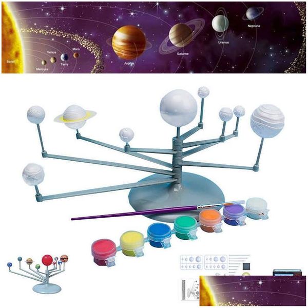 Descubrimiento de ciencias y tecnología Aprendizaje Aprendizaje Sistema solar Planeta Asamblea Asamblea Colorear Toy de entrega de juguetes Educativos Dhtqr