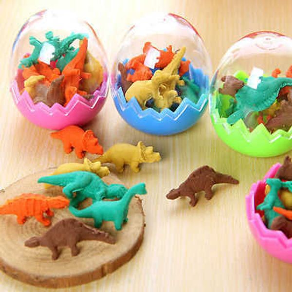 Science Discovery Creative 8 unids/pack novedad Mini Kawaii dinosaurio huevo lápiz borrador de goma con borradores de huevo estudiantes regalo estacionario Y2303