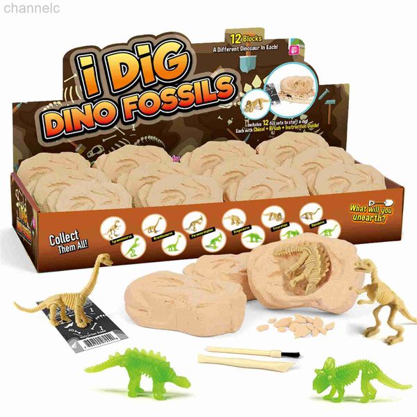 Ciencia Discovery Dinosaur Toys Dino Egg Dig Kit Luminous Filled Archaeology para niños Regalo Juguete de aprendizaje