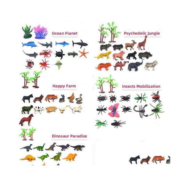 Science Discovery Mini Animal Model Dinosaur Simation Diy Archaeological Farm Insect Marine Forest Educación Juguetes para niños Diversión Dhfhx