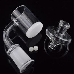 Joint scientifique 4mm blanc opaque fond quartz banger clou plat dessus 10mm 14mm 18mm avec verre UFO Carb Cap lumineux Terp Pearl Ball