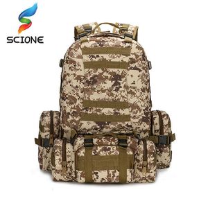 Scione 60L Oxford Tactique Militaire Sac À Dos Pour Homme Femme Escalade Voyage Camping et Randonnée Sports de Plein Air Armée sacs Q0721