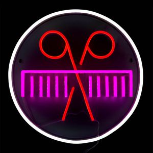 Schaar en kam teken Barbershop Mode Patroon Wanddecoratie Handgemaakte Neon Light 12 V Super Bright