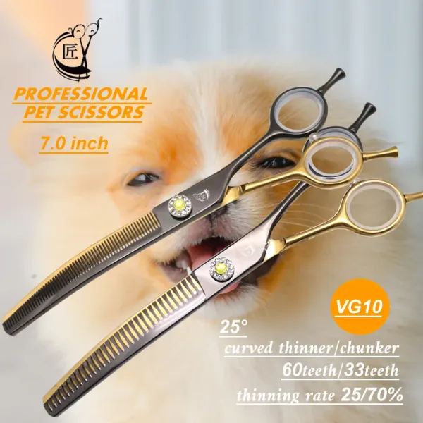 Ciseaux Crane Professional 7 pouces Highend Dog Dog Toothing Ciseaux Cisqueurs Curvés Cisqueurs pour chiens Animal Burning Tijeras Tesoura