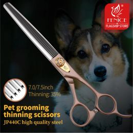 Schaar fenice 7.0/7.5 inch professionele huisdier verzorging schaar champagne gouden dunner wordende schaar voor honden jp440c huisdiergooi gereedschap producten