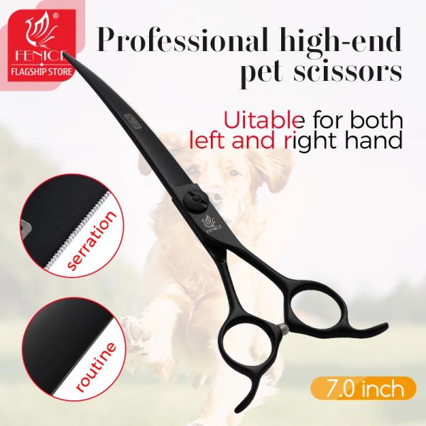 Ciseaux Fenice Professional 7 pouces CURVE CUTING CUTERRE CUSTRATION CISSORS BLADE AVEC SAY PET CISSORS POUR