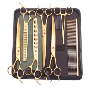 Tijeras Tijeras 8 Pulgadas Profesional Pet Grooming Set Straight Thinning Curved Dog Hair 440C Japan Z3015b 221107