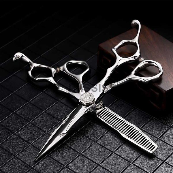 Tijeras Tijeras Tijeras de peluquería profesionales de alta calidad Juego de tijeras para hombres Tijeras para el cabello Herramientas de corte de cabello de peluquero de 6 pulgadas con estuche x0829