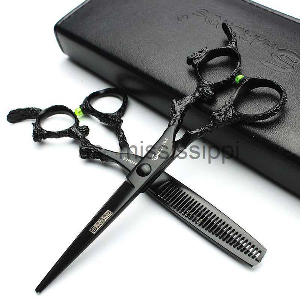 Ciseaux Ciseaux Sharonds 6789 pouces argent noir dragon poignée salon de coiffure ciseaux de haute qualité 440c acier ciseaux de cheveux professionnels x0829