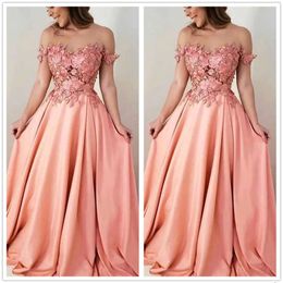 Robe De soirée longue en Satin et cristal, ligne A, longueur au sol, motif floral, avec des appliques en dentelle et cristal, BC