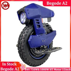Scooters nieuwste Begode A2 Electric Unicycle 84V 750WH 1000W Motor Nieuwe aluminium legering Batterij Case 15inch Tyre A2 EUC