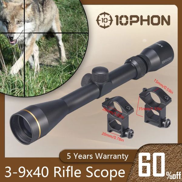 Scopes 10Phon 39x40 Riflescope para la vista óptica de caza 1/4 Moa Specting Sniper Sniper Rifle Hunt Accesorios de armas Vista colimatora