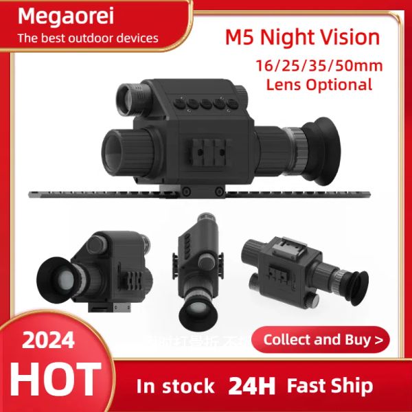 Scopes 2024 Megaorei M5 Infrarouge Night Vision Scope Night Vision Night Vision monoculaire 14x Zoom Bitulé Optical Scope pour la chasse