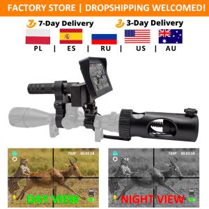 Scopes 2A DIY 720P HD Night Vision Scope Captory Camcorder met LCD -display en IR -zaklamp voor Tactical Hunting Airsoft Airsoft
