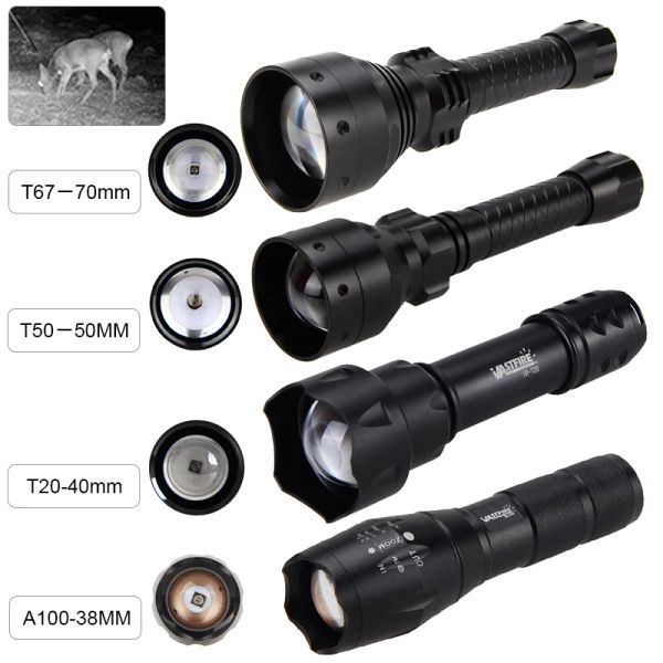 Scopes 500 yards T67 T50 T20 70 mm / 50 mm / 40 mm Lens Zoom infrarouge Arme Lumière Tactique Tactical IR 850NM 1mode Night Vision Hunting Lampe de poche