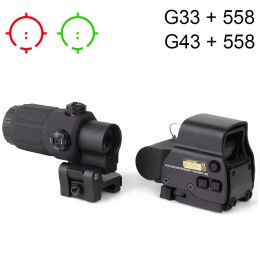 Scopes 558 G33 G43 Collimateur holographique Sight 552 Rouge Dot Optique Réflexe avec supports de rail de 20 mm pour la chasse au fusil de tireur d'élite Airsoft