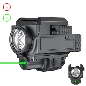 Scopes 800 Lumens Pistol Gun Light avec un point de chasse au laser vert rouge Green à point de chasse à lampe de poche rechargeable pour 20 mm Picatinny Rail