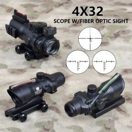 Scopes ACOG 4x32 1x32 Echte vezeloptiek Rode stip verlicht chevron glas geëtst draaibaar tactisch optisch scope jagen op optisch zicht