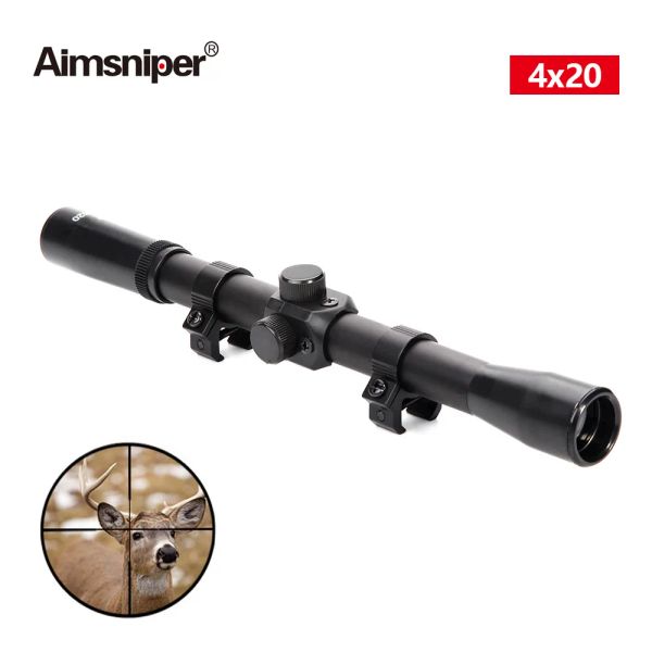 SCOPES AIMSNIPER 4x20 Crosta de caza Crosscope táctico reflejo óptico rifle alcance telescópico fijación de 11 mm para pistola de airsoft