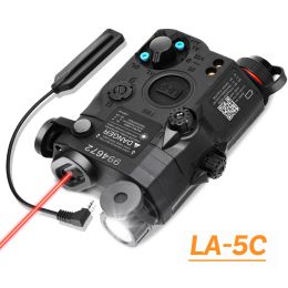 Scopes airsoft la5c peq 15 batterijbox verstelbare rode stip laser+ zaklamp+ ir nacht visie wapen licht peq 20 mm jachtpistool licht
