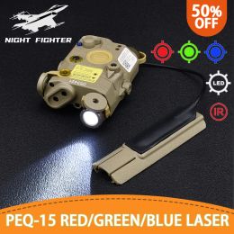Scopes Airsoft PEQ15 wadsn rouge vert bleu point laser LED BLANC LED LED IR POINTER NYLON VERSON HUNTING AR15 Rifle avec interrupteur