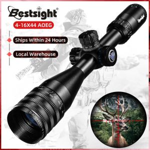 Scopes bestSight 416X44 AOE Verstelbaar Optic Sight Green Red Red Illuminated Riflescope Hunting Scopes Tactical AirSoft Scope