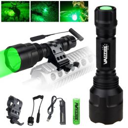 Scopes C8 4000lm Wit LED Wapen Wapen Lichtgroene/rode tactische jacht zaklamp+Rifle Scope Airsoft Mount Mount Clip+Switch+18650+Charger