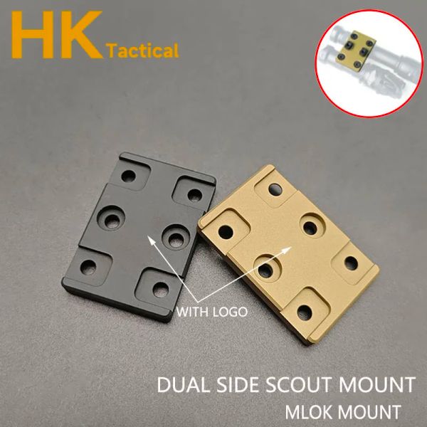 SCOPES Dual côté scout Light Mount Mlok Slot Base Fit M300 M600 Lampe de poche à deux éclaireurs Scout côte à côte Adaptateur CNC Accessoire de chasse