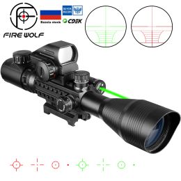 Scopes Fire Wolf 412x50 SPOPE LA SOPE ÉCLAU FINDURE RÉTUTIQUE RÉTICLE HOLOTHAPHIQUE 4 RÉTICLE VIEUX 20 mm Laser Grenn Red pour la chasse