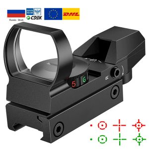 Scopes Hot 20 mm Rail Riflescope Hunting Optics Holographic Red Dot Sight Reflexe 4 Reticule Tactical Scope Collimator Sight