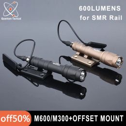 Scopes Hot Wadsn M600C Scout Light Set SMR416 Offset Mount M300A Tactical Outdoor Hunting Flash Lampy Base Fit Mlok Rail 20 mm Rail
