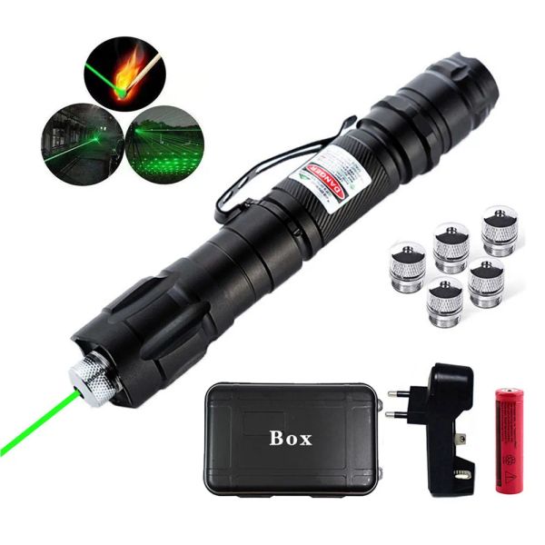 Scopes Hunting High Power Green Laser Focus réglable Focus Burning Red Lasers Pointer Pen 532NM 5000 mètres avec chargeur de batterie