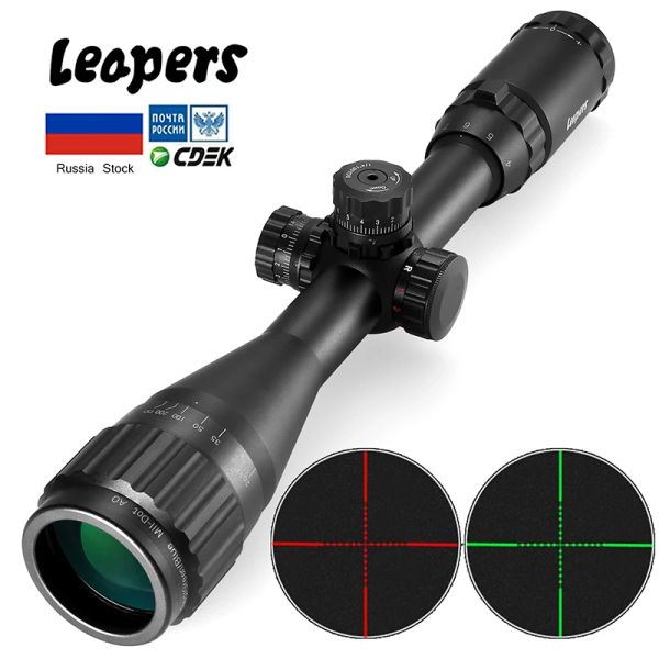 Scopes Leapers 39x40 Riflescope táctico Rifle óptico Alcance rojo verde y azul Vista reticular iluminada para alcance de caza