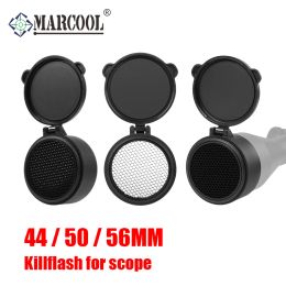 Scopes Marcool Tactical Killflash Lens Caps voor Riflescope 44/50/56 mm optische jagen Sight Sunshade Mesh Honeycomb Filpup Cover