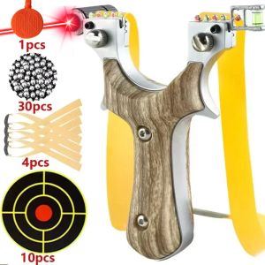 Scopes Metal Laser visant SlingsShot Outdoor Hunting and Shooting Competition Game confortable Grip Flat Rubber Band Target Paper Ensemble