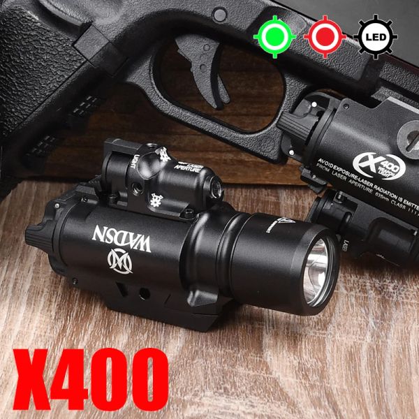 Scopes Military Wadsn Tactical Place Lampe x400 Red Green Laser Pistol Hunting Scout Arme Light Accessory Fit 20mm Picatinny Rail x400