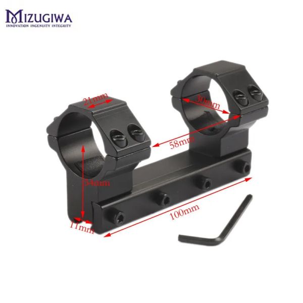 Scopes Mizugiwa OnePiece Flat Top de 30 mm Rifle de aire Rifle Montaje Monte Ring Weaver 11 mm Accesorios de caza de riel de cola