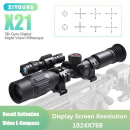 Scopes Nieuwe X21 Infrarood Digitale nachtzicht Riflescope HD Sight 8x 50mm Ecompass Full Color Night Vision Scope Monoculair voor jagen