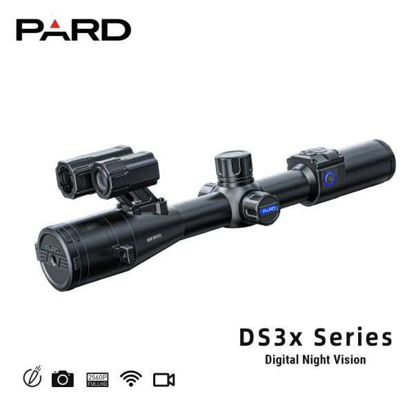 Scopes Pard DS35 LRF Night Vision Scope Scope Hunting Range Finder Optics Long Eyelielief Affiche System 2560 * 1440 Résolution avec IR 350m Nouveau