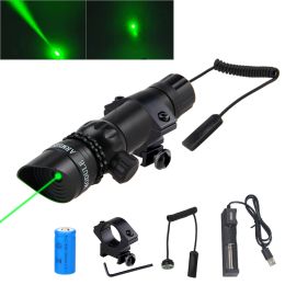 Scopes Krachtig 532 nm groene laser zicht rode jachtopdrachten+20 mm/11 mm ringrail QD vat scope mount+w/externe schakelaar+16340by+lader