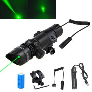 Scopes puissants 532 nm Green Laser View Red Red Hunting Emittez + 20 mm / 11 mm rail de ralentil QD MONT SPOCE + W / interrupteur à distance + 16340By + Chargeur