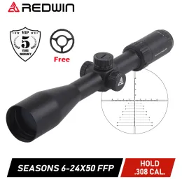 Scopes Red Win Seasons HD 624x50 FFP GEN II Portée de chasse 30 mm Monotube 1 / 10mil Tourrelle zéro verrouillage mil dot réticule 8 yds focus ajustement .338