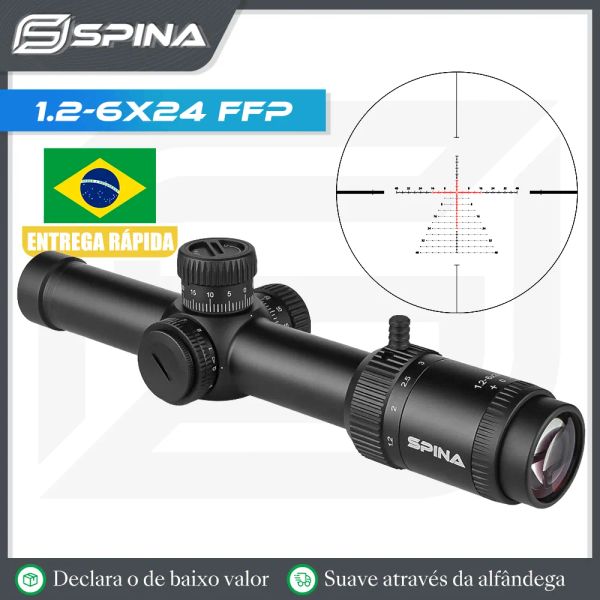 Scopes Spina Optics 1.26x24 FFP / SFP Red / Green illuminée 1/2 MOA HUNTING Rifle Scope CQB Riflescope .223 AR15 .308