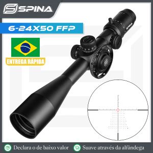 Scopes Spina Optics 624X50 FFP Rood/Green Illuminated Riflescope 1/8 MOA Min Focus 10yds Hunting Rifle Scope Fit.308.556.223 etc