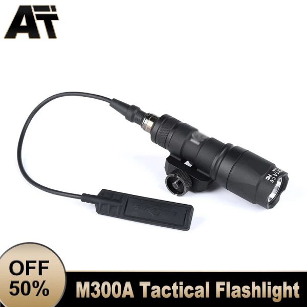 Scopes Surefir M300A M300 Lampe de poche tactique Airsoft avec interrupteur de pression Hunting Arme LED MINI SCOUT Light Fit 20mm Rail Rifle Gun