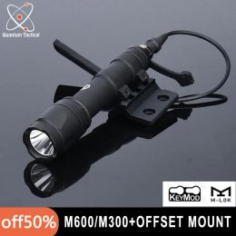 Scopes Surefir M600C Tactical Place Lampy M300A Scout Light Mlok KeyMod Offset Optic Picatinny Rail Mount Airsoft Hunting Light Base