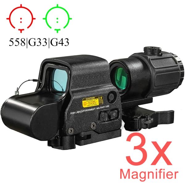 Scopes Tactical 558 G43 3x Magnificador Collimator Hologratator Red Dot Optics Vista de vista Reflex para caza de rifles, set/individualmente