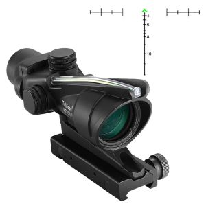 Scopes tactische ACOG Fiber Source Optica 4x32 Groen verlichte reële vezelomvang 4x vergrootglas telescoop chevron glas geëtst dradenkruisjacht